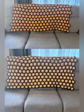 Handmade Daisy Sunflower Crochet Reversible Throw  Approximately 54 1/2” x 37”
